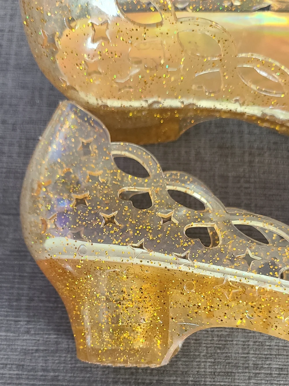💛Disney Princess Yellow Glitter Jelly Shoes with light up heels💛